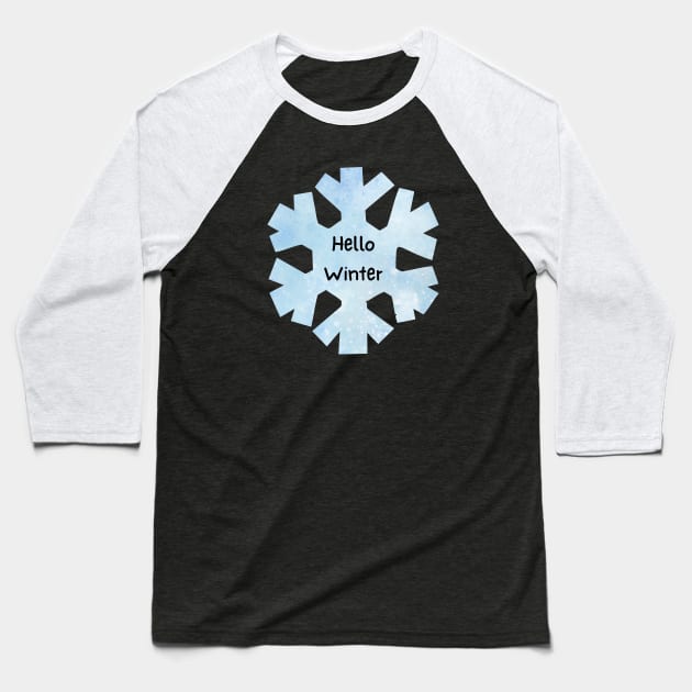 Hello Winter Snowflake Baseball T-Shirt by Pearlie Jane Creations